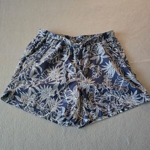 Briggs New York Women's Linen-blend Pullon Shorts Tropical Leaf Print  And...